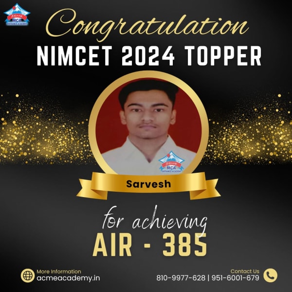 Sarvesh — AIR 385, NIMCET 2024 topper photo, ACME Academy