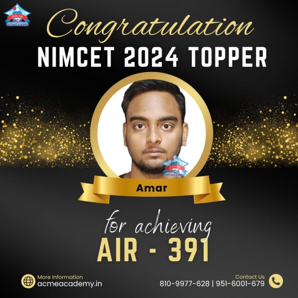 Amar — AIR 391, NIMCET 2024 topper photo, ACME Academy
