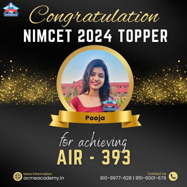 Pooja — AIR 393, NIMCET 2024 topper photo, ACME Academy