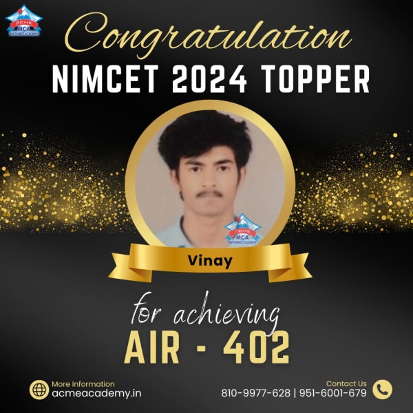 Vinay — AIR 402, NIMCET 2024 topper photo, ACME Academy