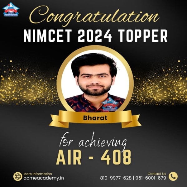 Bharat — AIR 408, NIMCET 2024 topper photo, ACME Academy