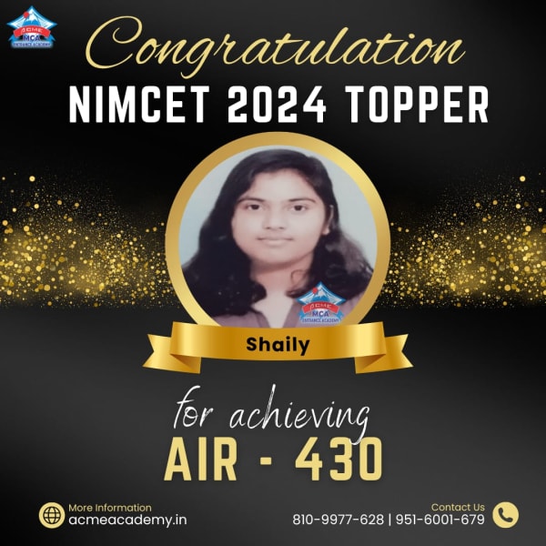Shaily — AIR 430, NIMCET 2024 topper photo, ACME Academy