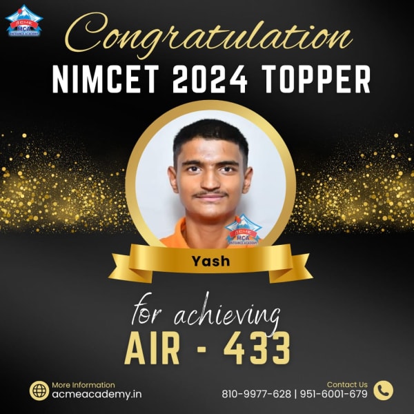Yash — AIR 433, NIMCET 2024 topper photo, ACME Academy