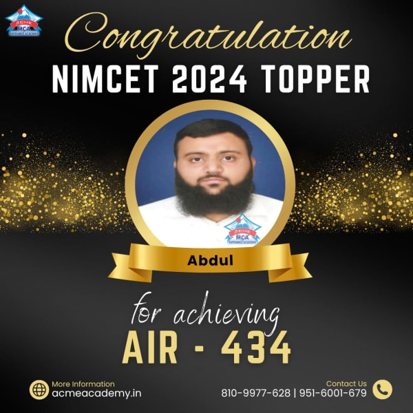 Abdul — AIR 434, NIMCET 2024 topper photo, ACME Academy