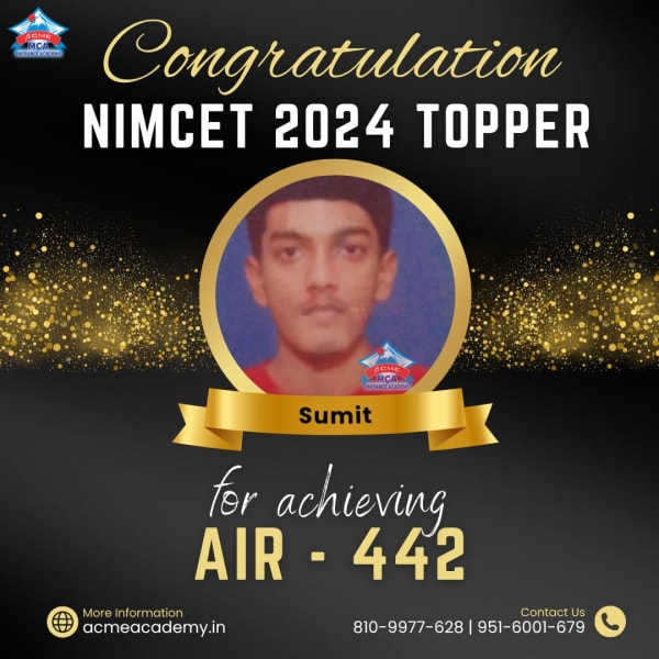 Sumit — AIR 442, NIMCET 2024 topper photo, ACME Academy