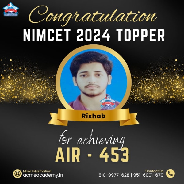 Rishab — AIR 453, NIMCET 2024 topper photo, ACME Academy
