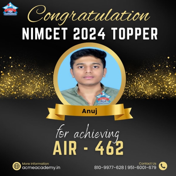 Anuj — AIR 462, NIMCET 2024 topper photo, ACME Academy
