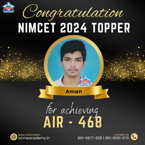 Aman — AIR 468, NIMCET 2024 topper photo, ACME Academy