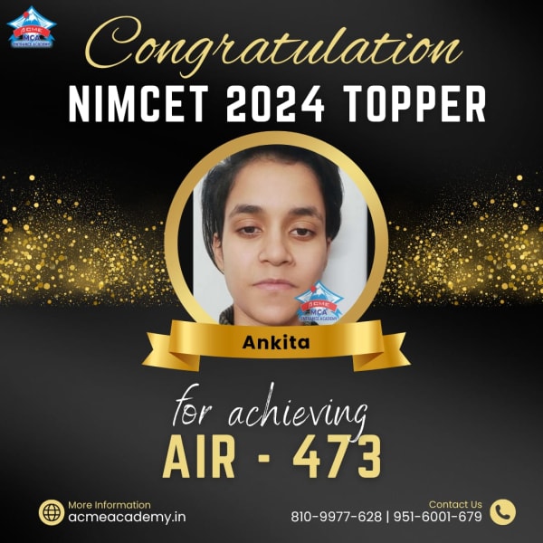 Ankita — AIR 473, NIMCET 2024 topper photo, ACME Academy