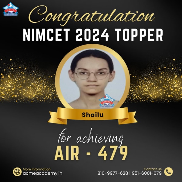 Shailu — AIR 479, NIMCET 2024 topper photo, ACME Academy