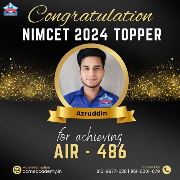 Azruddin — AIR 486, NIMCET 2024 topper photo, ACME Academy