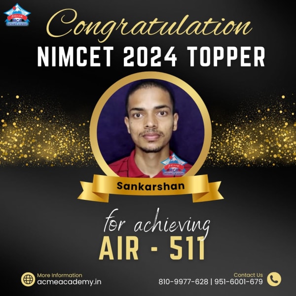 Sankarshan — AIR 511, NIMCET 2024 topper photo, ACME Academy