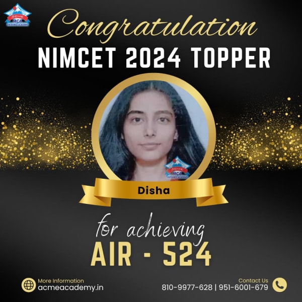 Disha — AIR 524, NIMCET 2024 topper photo, ACME Academy