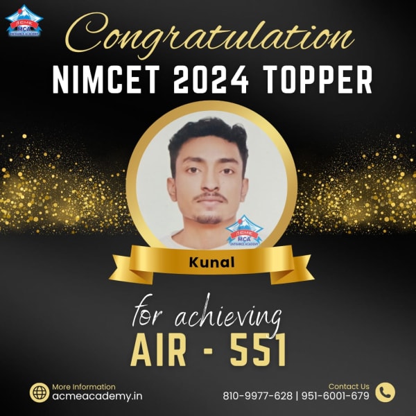 Kunal — AIR 551, NIMCET 2024 topper photo, ACME Academy