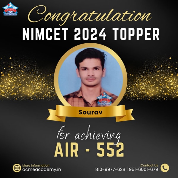 Sourav — AIR 552, NIMCET 2024 topper photo, ACME Academy