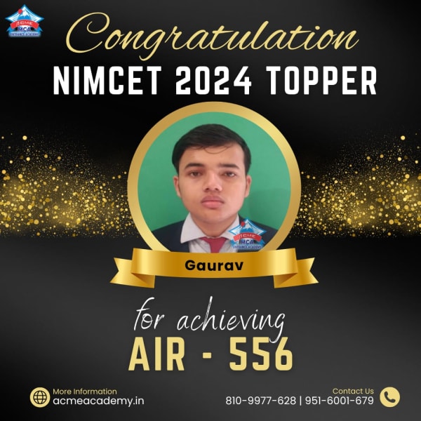 Gourav — AIR 556, NIMCET 2024 topper photo, ACME Academy