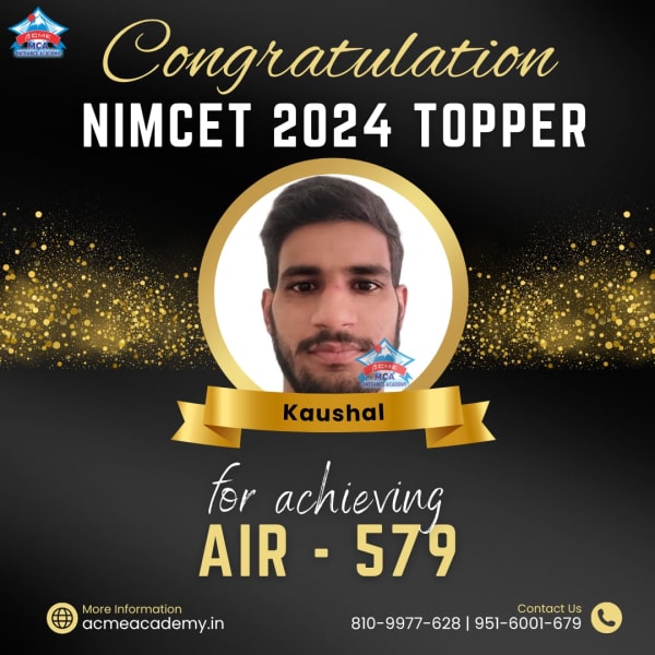 Kaushal — AIR 579, NIMCET 2024 topper photo, ACME Academy