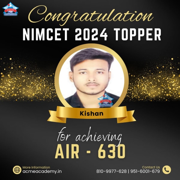 Kishan — AIR 630, NIMCET 2024 topper photo, ACME Academy