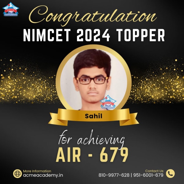 Sahil — AIR 679, NIMCET 2024 topper photo, ACME Academy