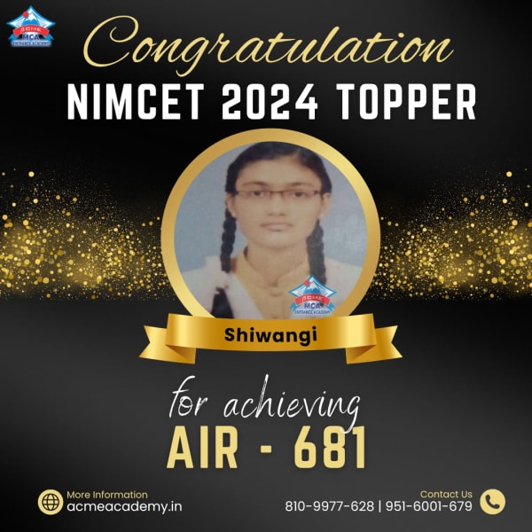 Shiwangi — AIR 681, NIMCET 2024 topper photo, ACME Academy