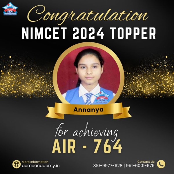 Annanya — AIR 764, NIMCET 2024 topper photo, ACME Academy
