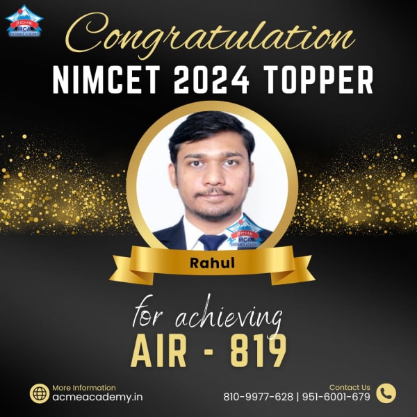 Rahul — AIR 819, NIMCET 2024 topper photo, ACME Academy