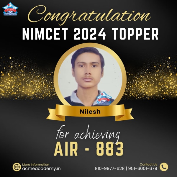 Nilesh — AIR 883, NIMCET 2024 topper photo, ACME Academy