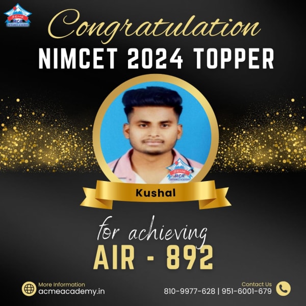 Kushal — AIR 892, NIMCET 2024 topper photo, ACME Academy
