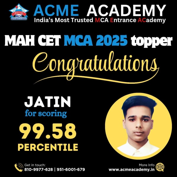 Jatin — Score 99.58, MAHCET 2025 topper photo, ACME Academy