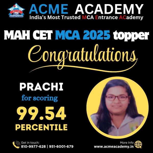 Prachi — Score 99.54, MAHCET 2025 topper photo, ACME Academy
