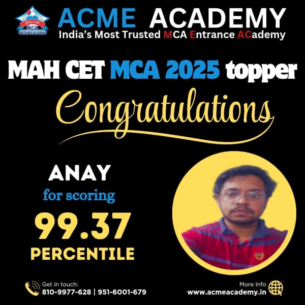 Anay — Score 99.37, MAHCET 2025 topper photo, ACME Academy
