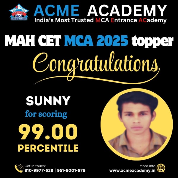 Sunny — Score 99, MAHCET 2025 topper photo, ACME Academy