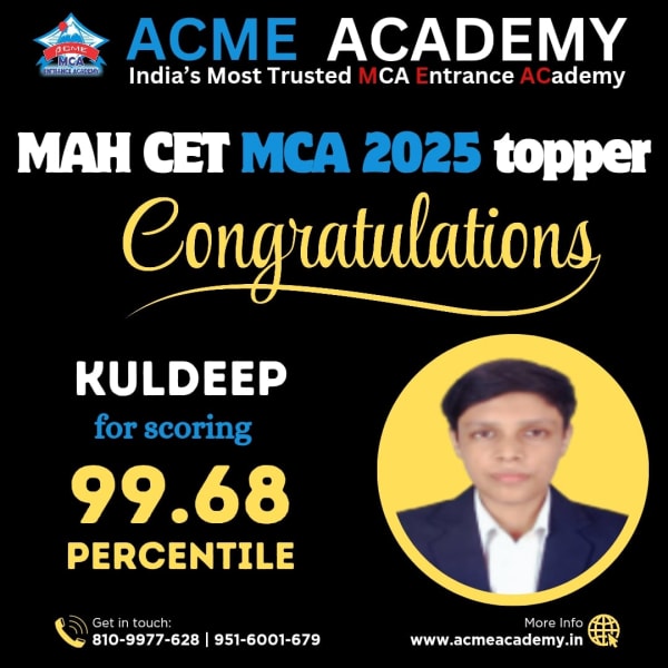 Kuldeep — Score 99.68, MAHCET 2025 topper photo, ACME Academy