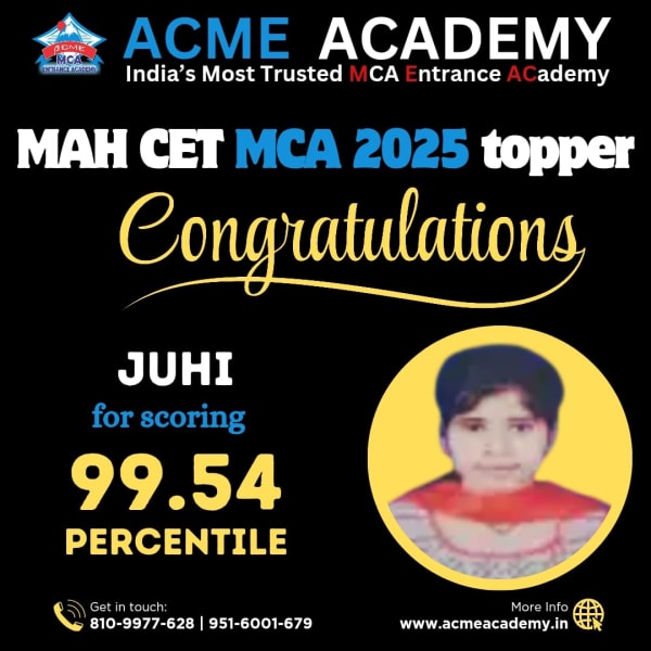 Juhi — Score 99.54, MAHCET 2025 topper photo, ACME Academy