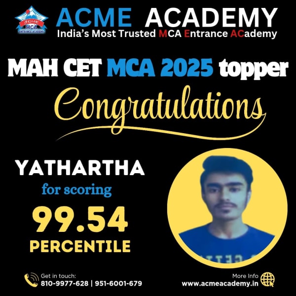 Yathartha — Score 99.54, MAHCET 2025 topper photo, ACME Academy