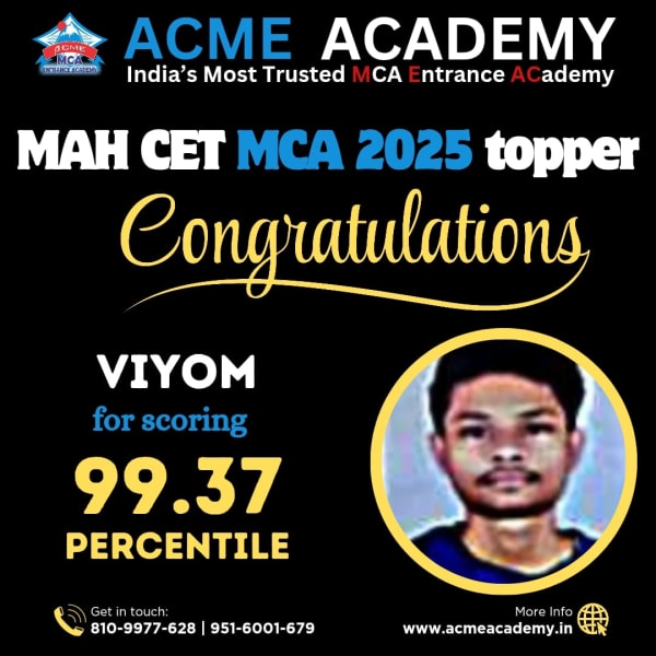 Viyom — Score 99.37, MAHCET 2025 topper photo, ACME Academy
