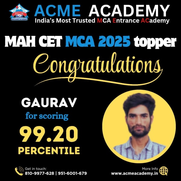 Gaurav — Score 99.2, MAHCET 2025 topper photo, ACME Academy