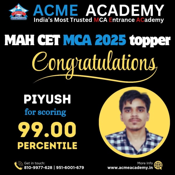 Piyush — Score 99, MAHCET 2025 topper photo, ACME Academy