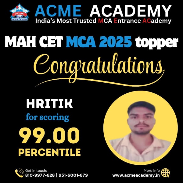 Hritik — Score 99, MAHCET 2025 topper photo, ACME Academy