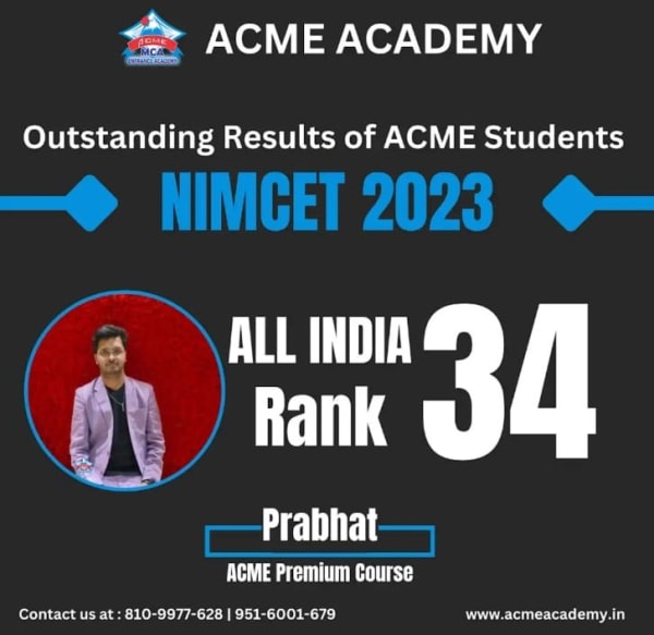 Prabhat — AIR 34, NIMCET 2023 topper photo, ACME Academy