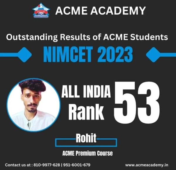 Rohit — AIR 53, NIMCET 2023 topper photo, ACME Academy