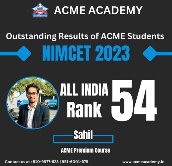 Sahil — AIR 54, NIMCET 2023 topper photo, ACME Academy