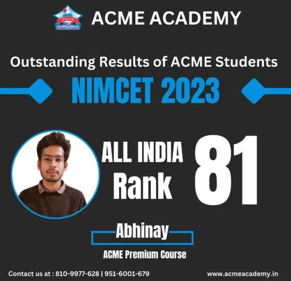 Abhinay — AIR 81, NIMCET 2023 topper photo, ACME Academy