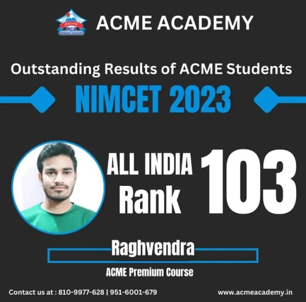 Raghvendra — AIR 103, NIMCET 2023 topper photo, ACME Academy