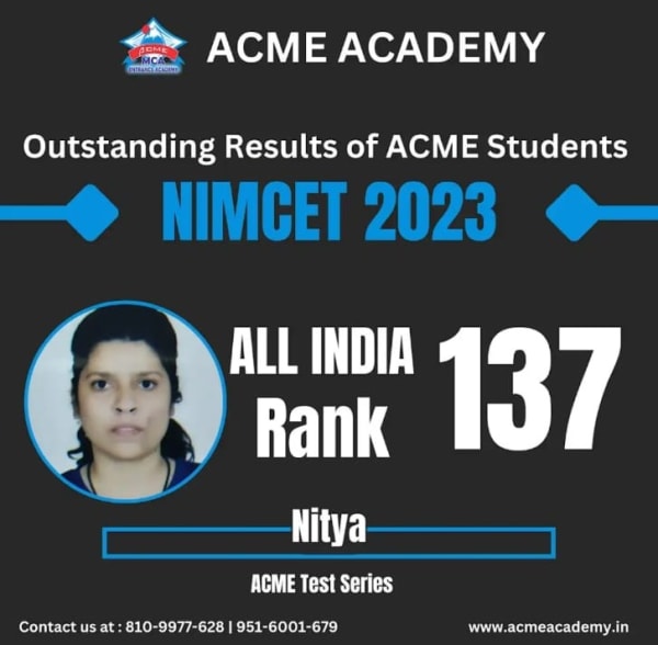 Nitya — AIR 137, NIMCET 2023 topper photo, ACME Academy