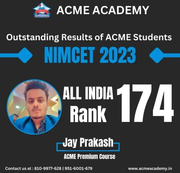 Jay Prakash — AIR 174, NIMCET 2023 topper photo, ACME Academy