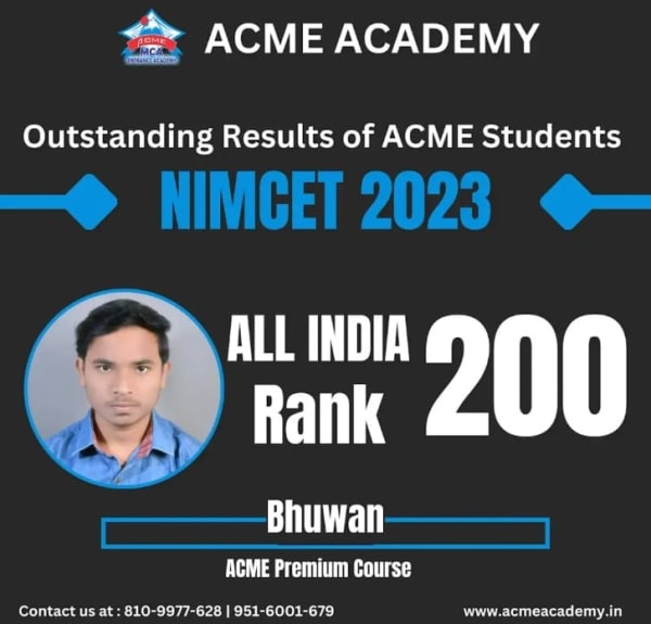 Bhuwan — AIR 200, NIMCET 2023 topper photo, ACME Academy