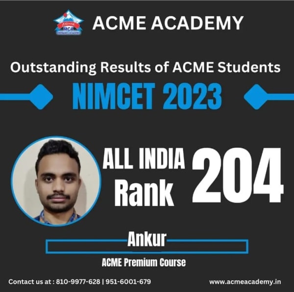 Ankur — AIR 204, NIMCET 2023 topper photo, ACME Academy
