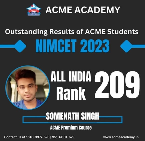 Somenath Singh — AIR 209, NIMCET 2023 topper photo, ACME Academy