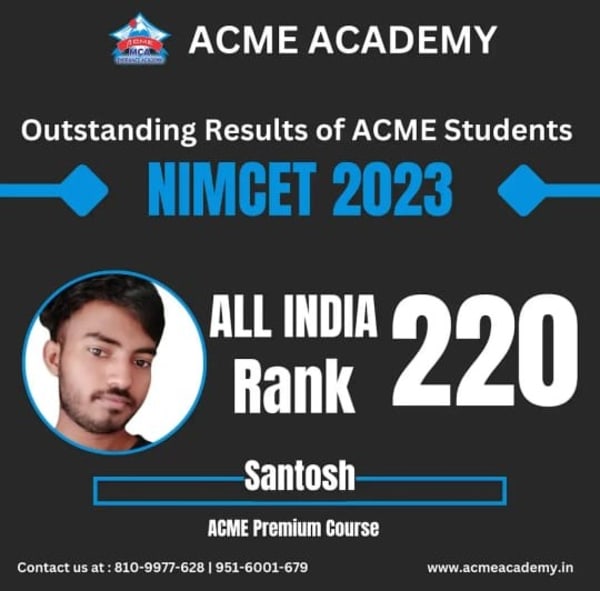 Santosh — AIR 220, NIMCET 2023 topper photo, ACME Academy